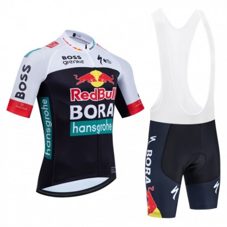 Cykeltøj + Cykelshorts 2025 BORA-Hansgrohe Bull Sort Rød